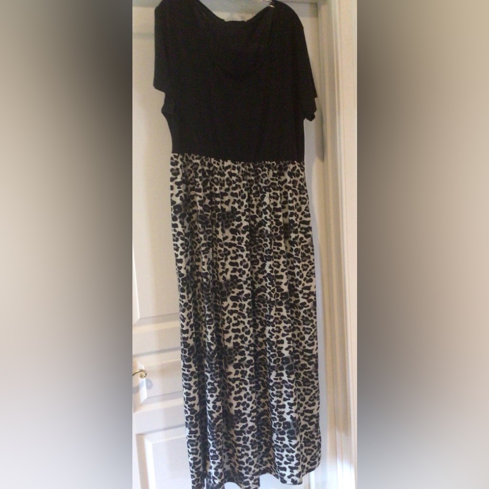 Full length dress with leopard print bottom